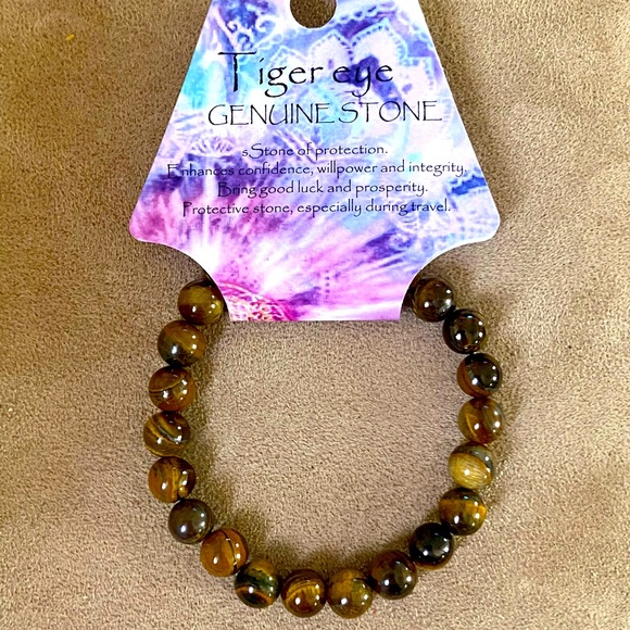 Tiger’s Eye Genuine Gemstone Bracelet: Stretch Bracelet: Multi-tonal. Shiny. - Picture 1 of 1